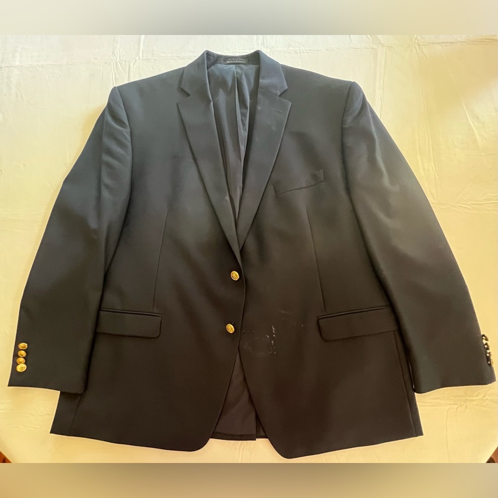 Lauren Ralph Lauren Men’s 48R.Navy Blue Wool Dress Sports Coat Blazer *stain*